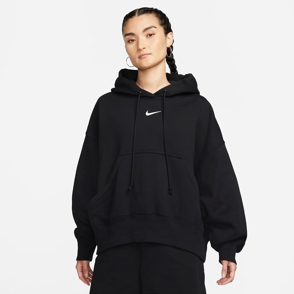 Nike Women's Black Phoenix fleece oversized pull over hoodie